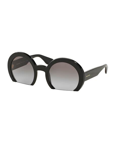 miu miu rasoir cut off round sunglasses|Miu Miu Rasoir Cutoff Round Sunglasses, Black .